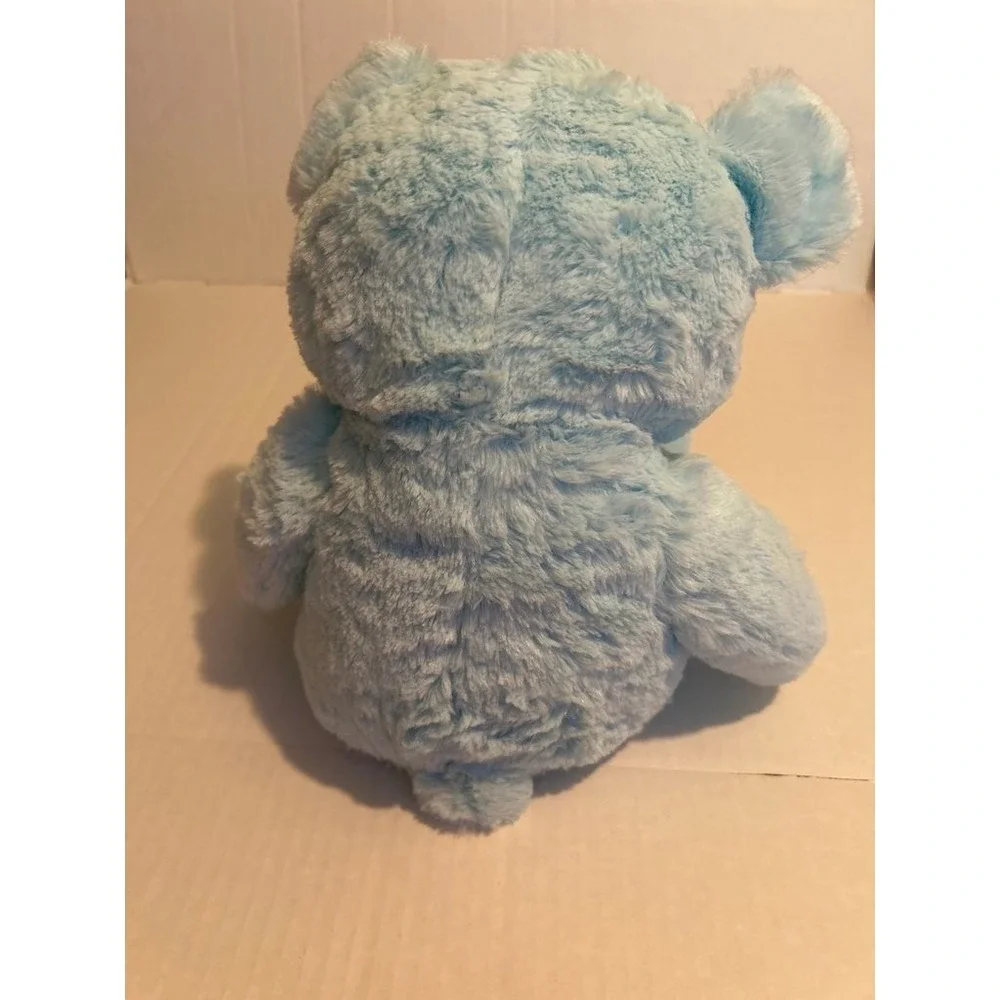 Teddy Mountain Blue Plush Bear with Gingham Accents